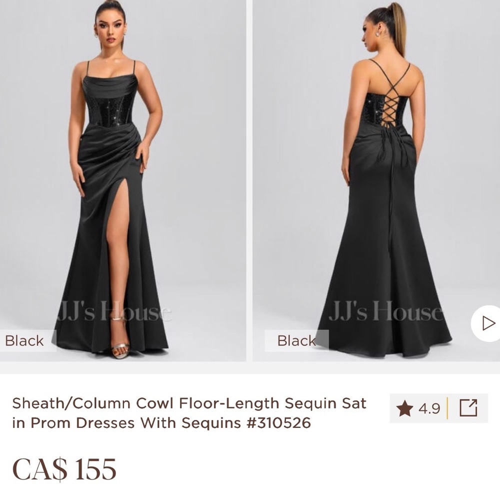 JJs House Black Sheath Floor-Length Dress